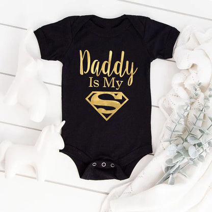 Baby Romper with "Daddy Is My Hero" Print
