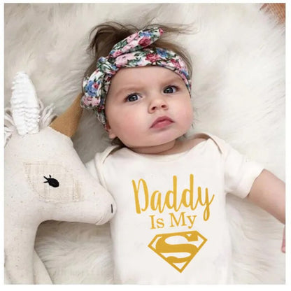 Baby Romper with "Daddy Is My Hero" Print