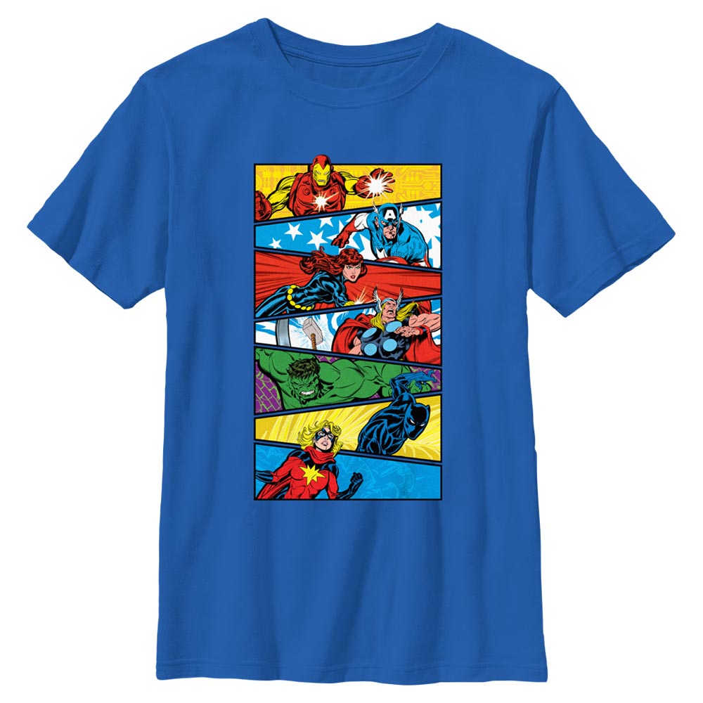Boy's Marvel Avengers Classic Avengers Panel Stack T-Shirt