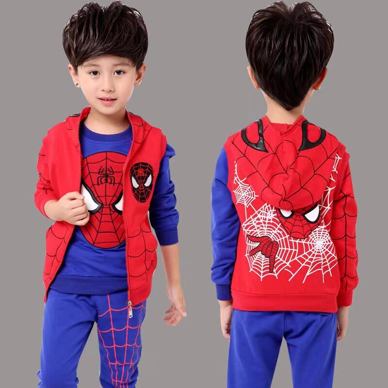 Baby Boy Clothing Sets Spiderman Cartoon Jacket +T Shirt + Pants Children Clothes 3PCS Toddler Boys Spider Man Sport Set Girls - Everything Comics